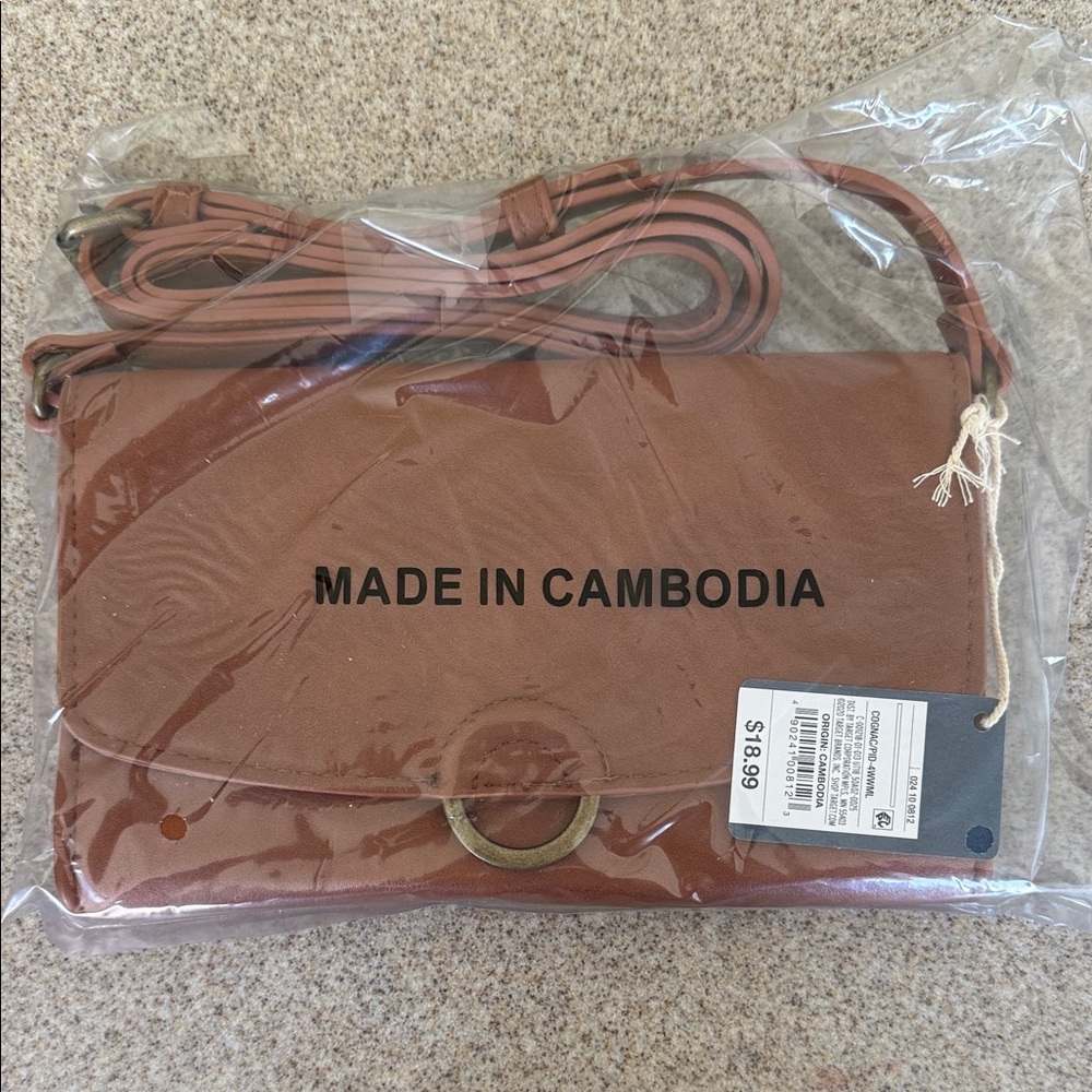 Target Brown Crossbody Bag with Brass Ring Detail